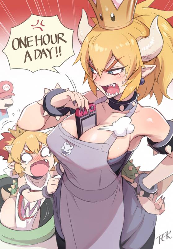 bowsette+bowsette jr.+mario