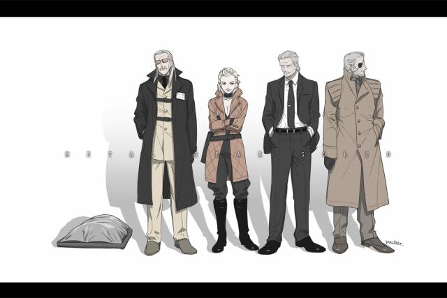 big boss+eva (mgs)+liquid ocelot+old snake+revolver ocelot+solid snake+solidus snake