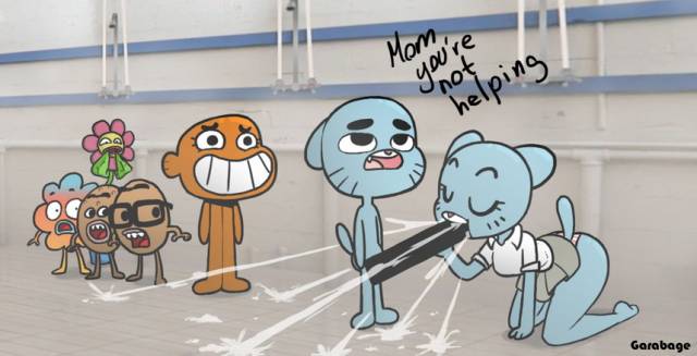 darwin watterson+gumball watterson+leslie+nicole watterson+tobias wilson