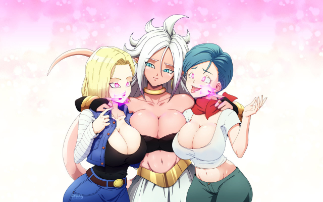 android 18+android 21+bulma+majin android 21