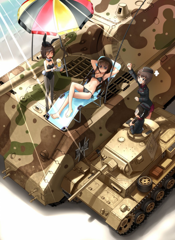 geshiko (girls und panzer)+mauko (girls und panzer)+nishizumi shiho+panzerkampfwagen iii+sangou (girls und panzer)