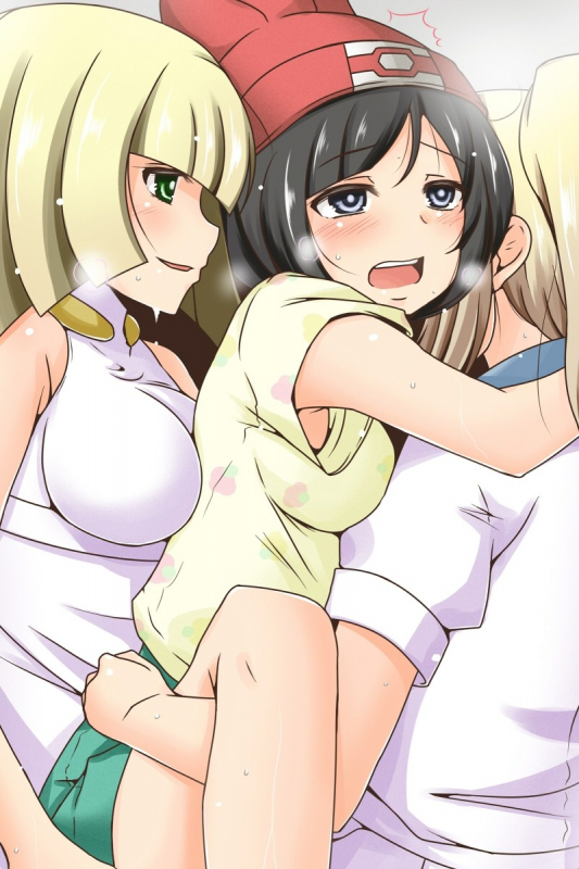 female protagonist (pokemon sm)+lillie (pokemon)+lusamine (pokemon)