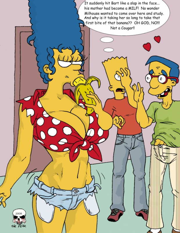 bart simpson+marge simpson+milhouse van houten